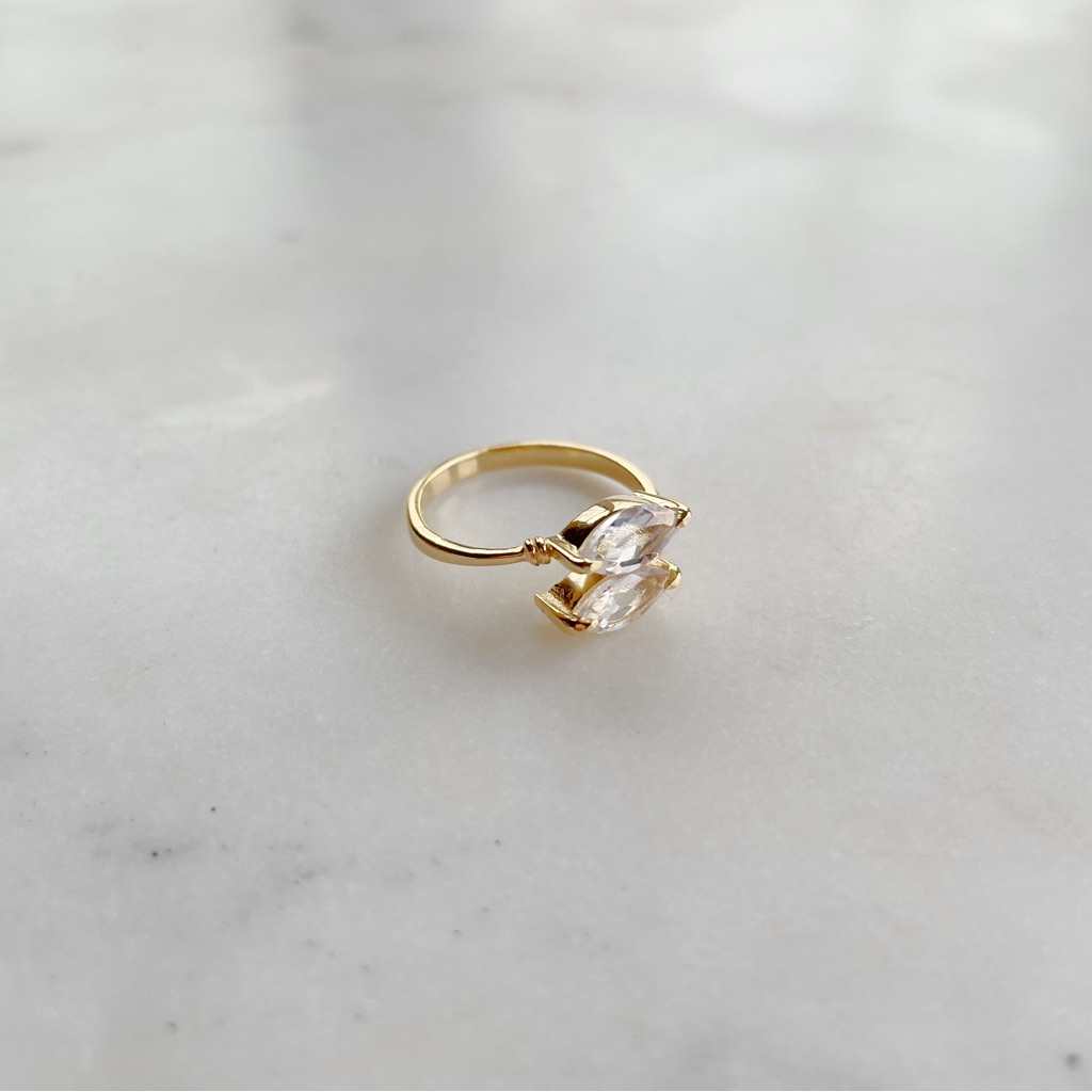 Shivam | 14kt Gold Plated White Topaz Ring